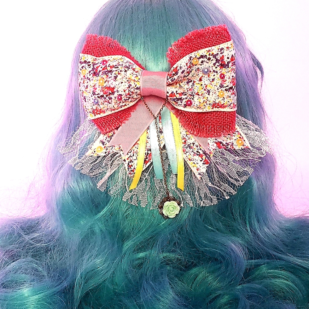 Lolita Inspired Oversized Burlap Hair bow set.